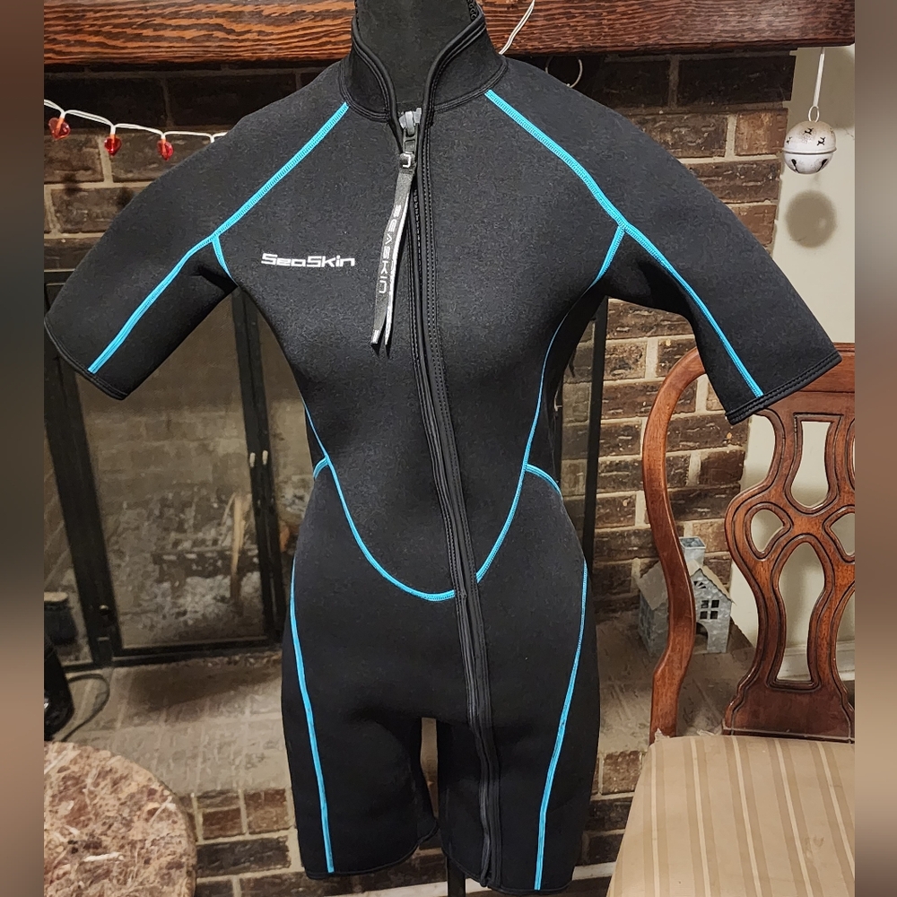 Wet Suit, Surf - Black with Blue Trim